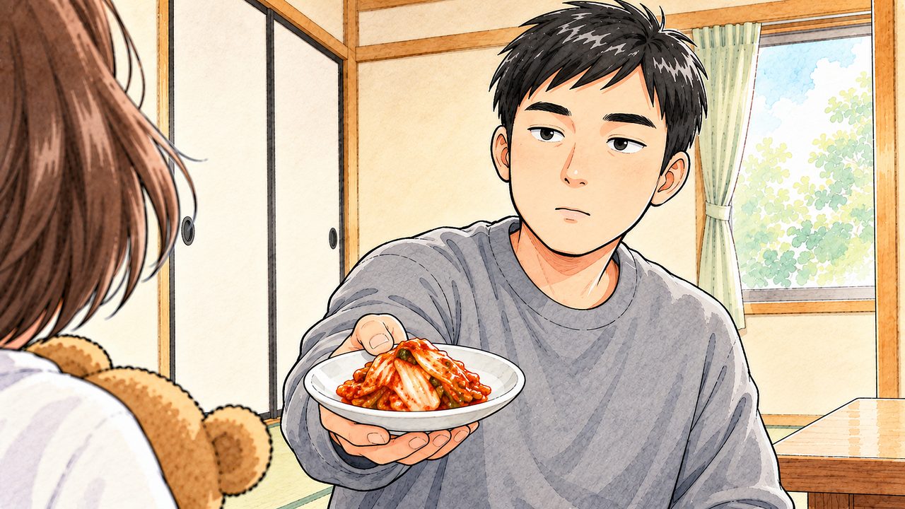 みおな 3歳「その人に「何か食べる？」と声をかけられる」のイラスト