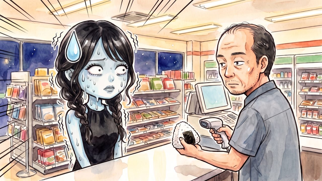 水瀬すい 22歳「コンビニのレジにいたのが、昔のバレーの監督」のイラスト