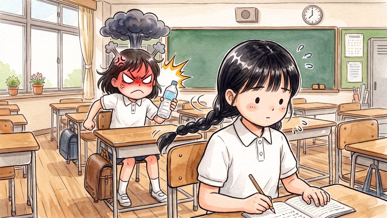水瀬すい 11歳「後ろの席の子がイライラしている」のイラスト