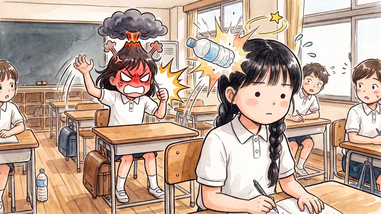 水瀬すい 11歳「ペットボトルが飛んでくる」のイラスト