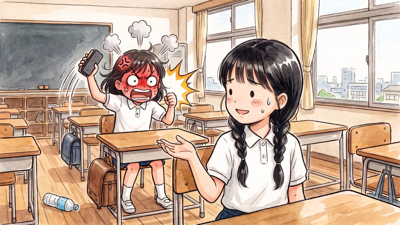 水瀬すい 11歳「振り向いて「大丈夫？」と聞いたら大激怒」のイラスト