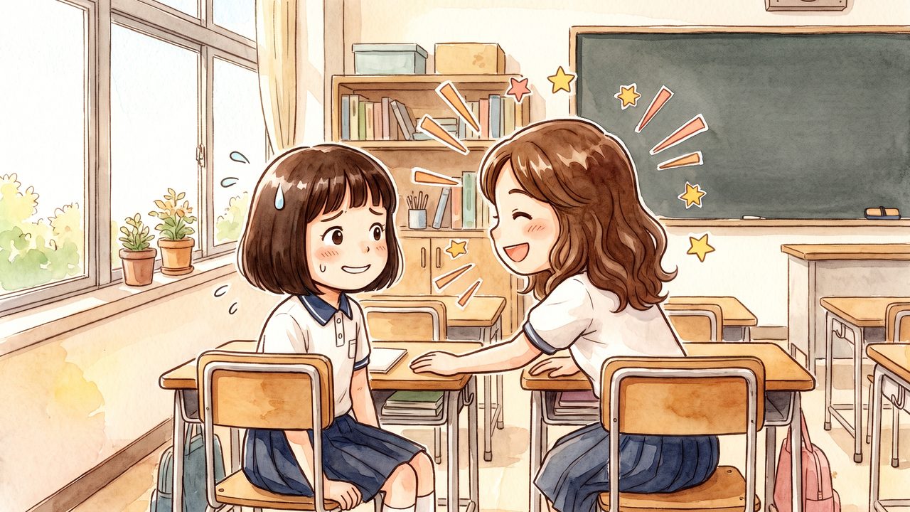 一本鎗優 8歳「転校先で親友ができる」のイラスト